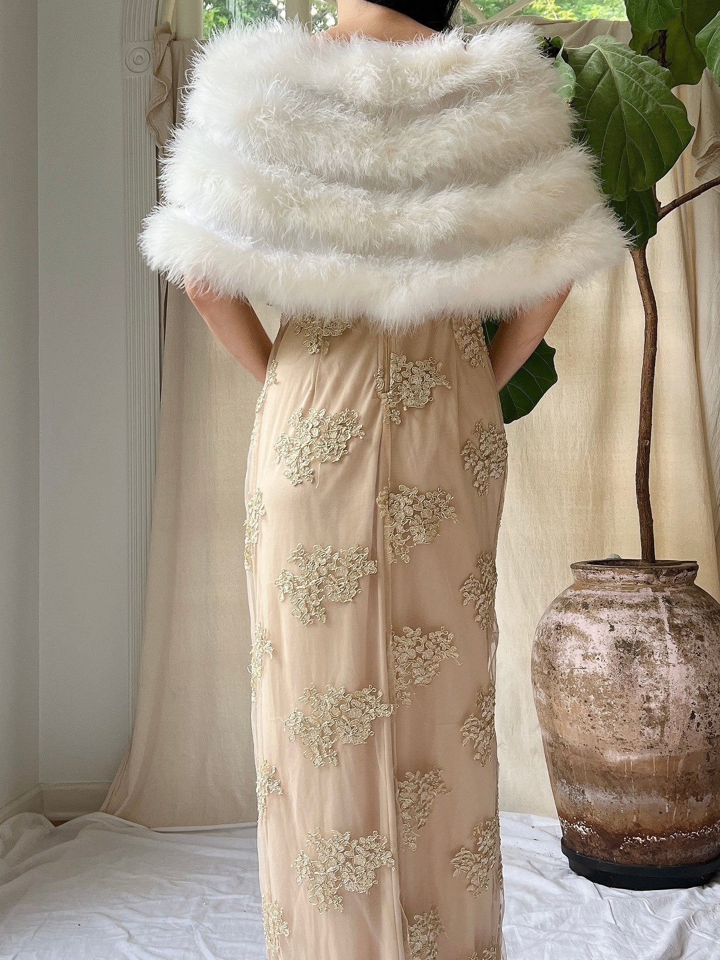 Vintage Marabou Feather Shawl - OSFM
