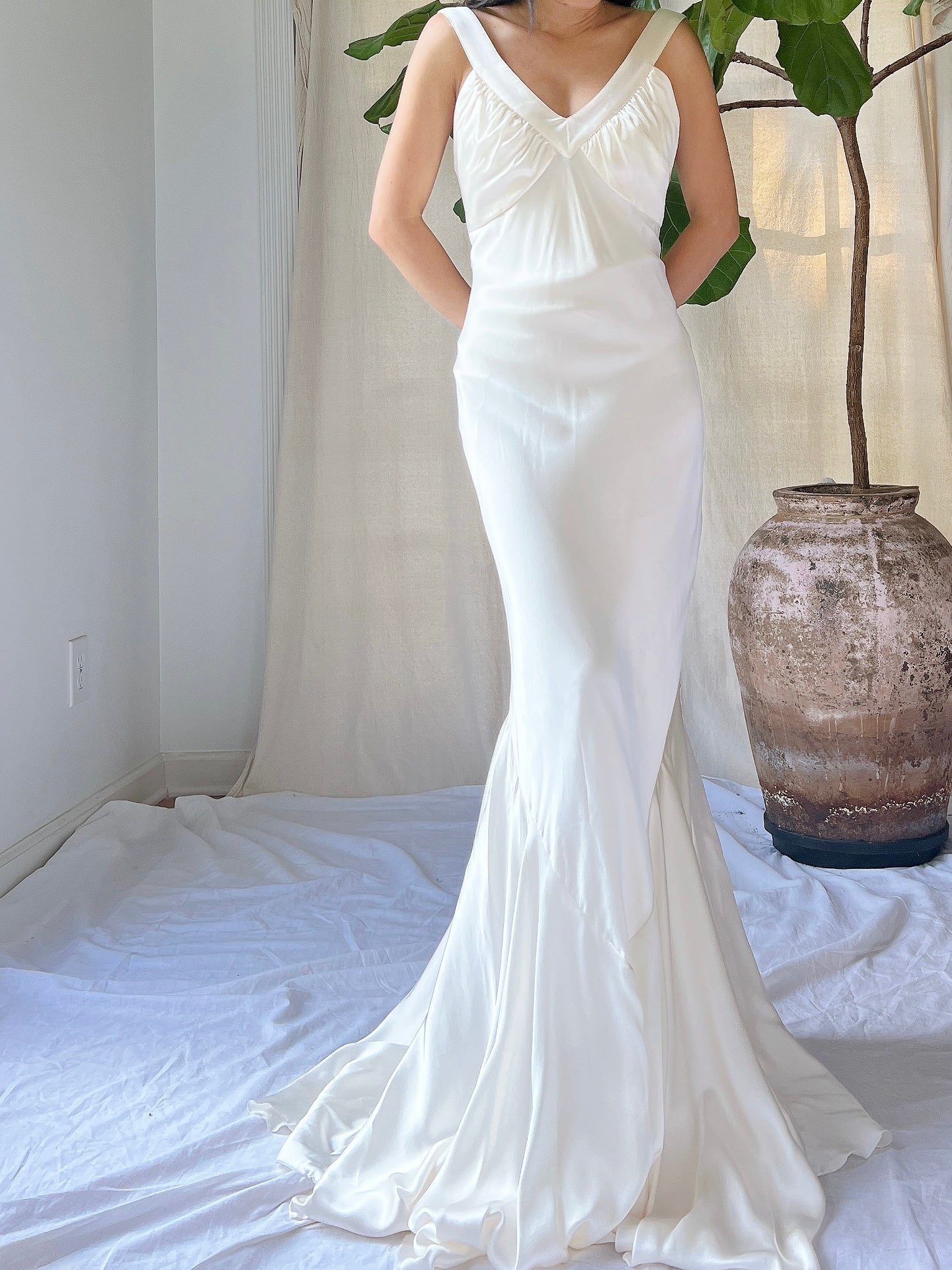 Vintage Silk Bias Cut Gown - M