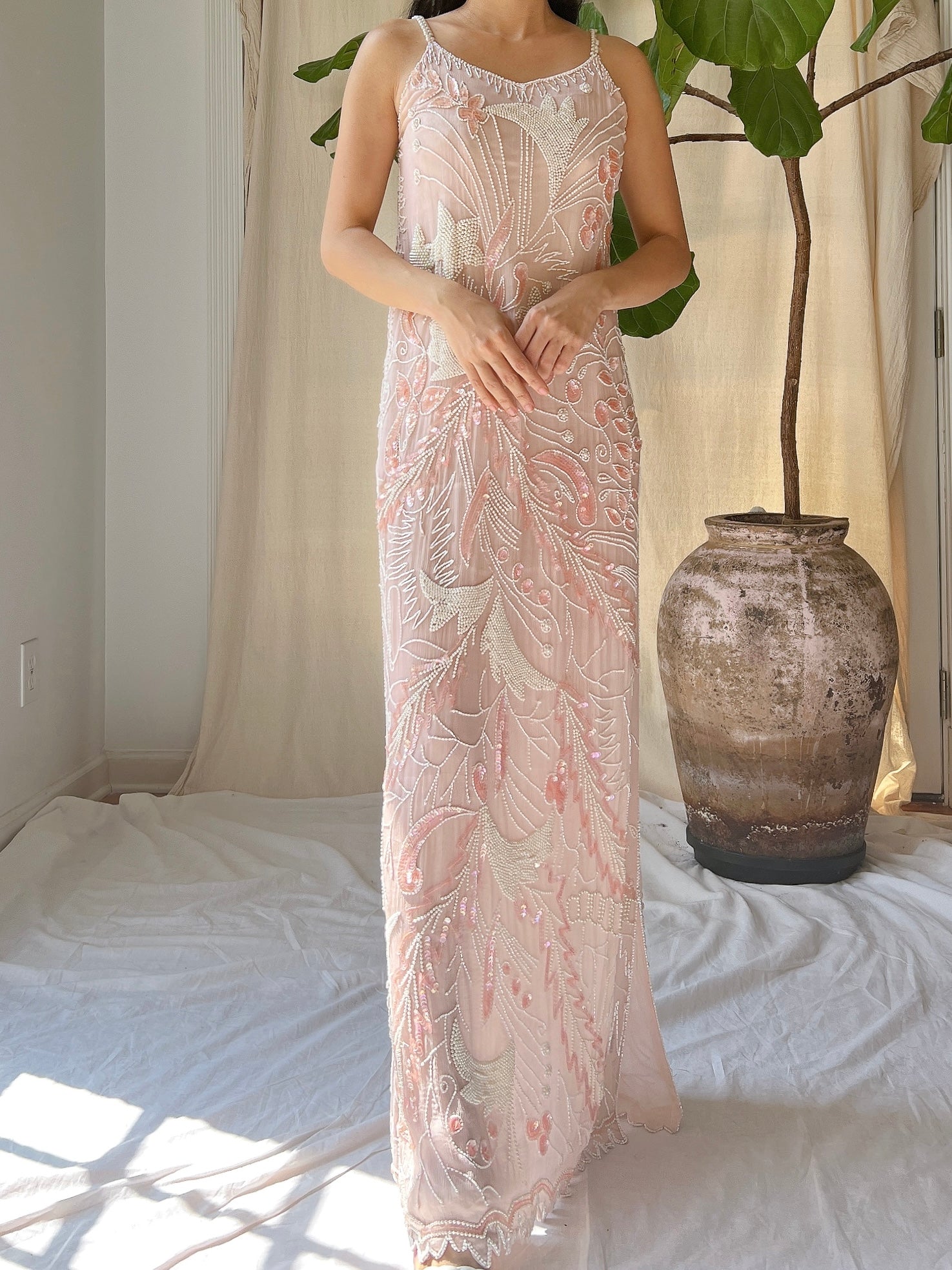 Vintage Silk Chiffon Stars Gown - S