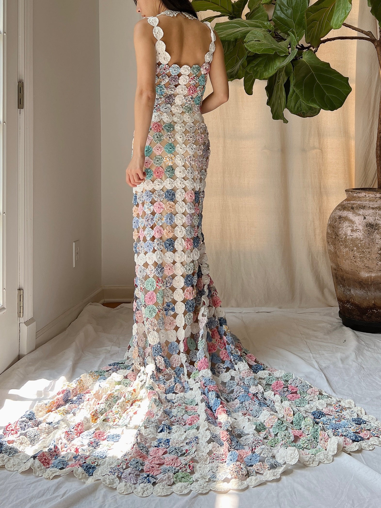 OOAK Antique Yoyo Quilt Gown - S/M