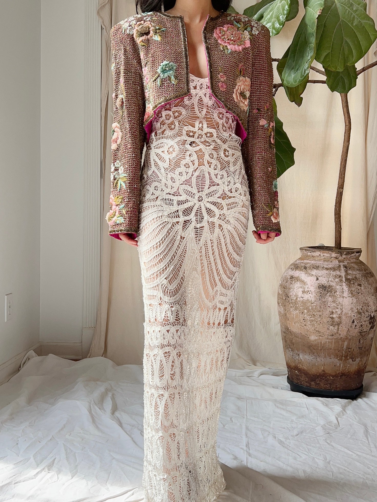 Vintage Couture Hand-Embroidered Beaded Jacket - S