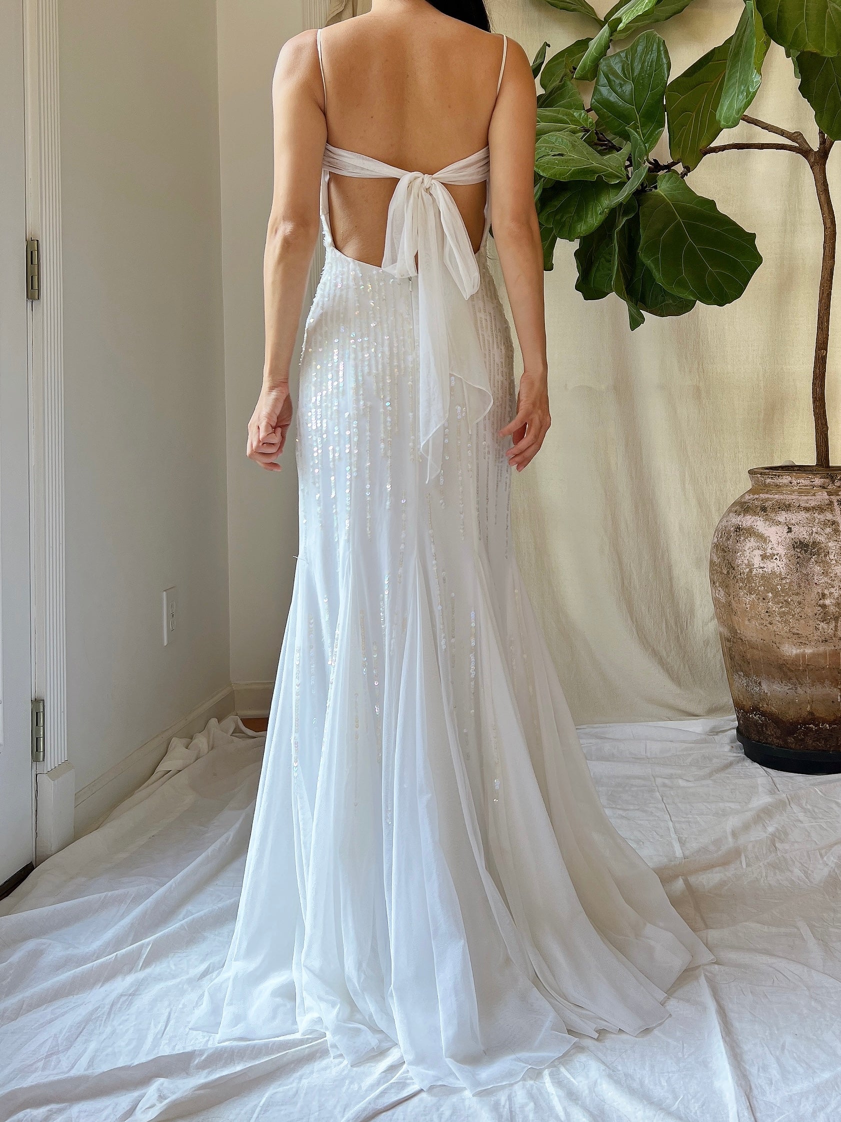 Vintage Tulle Beaded Mesh Gown - XS