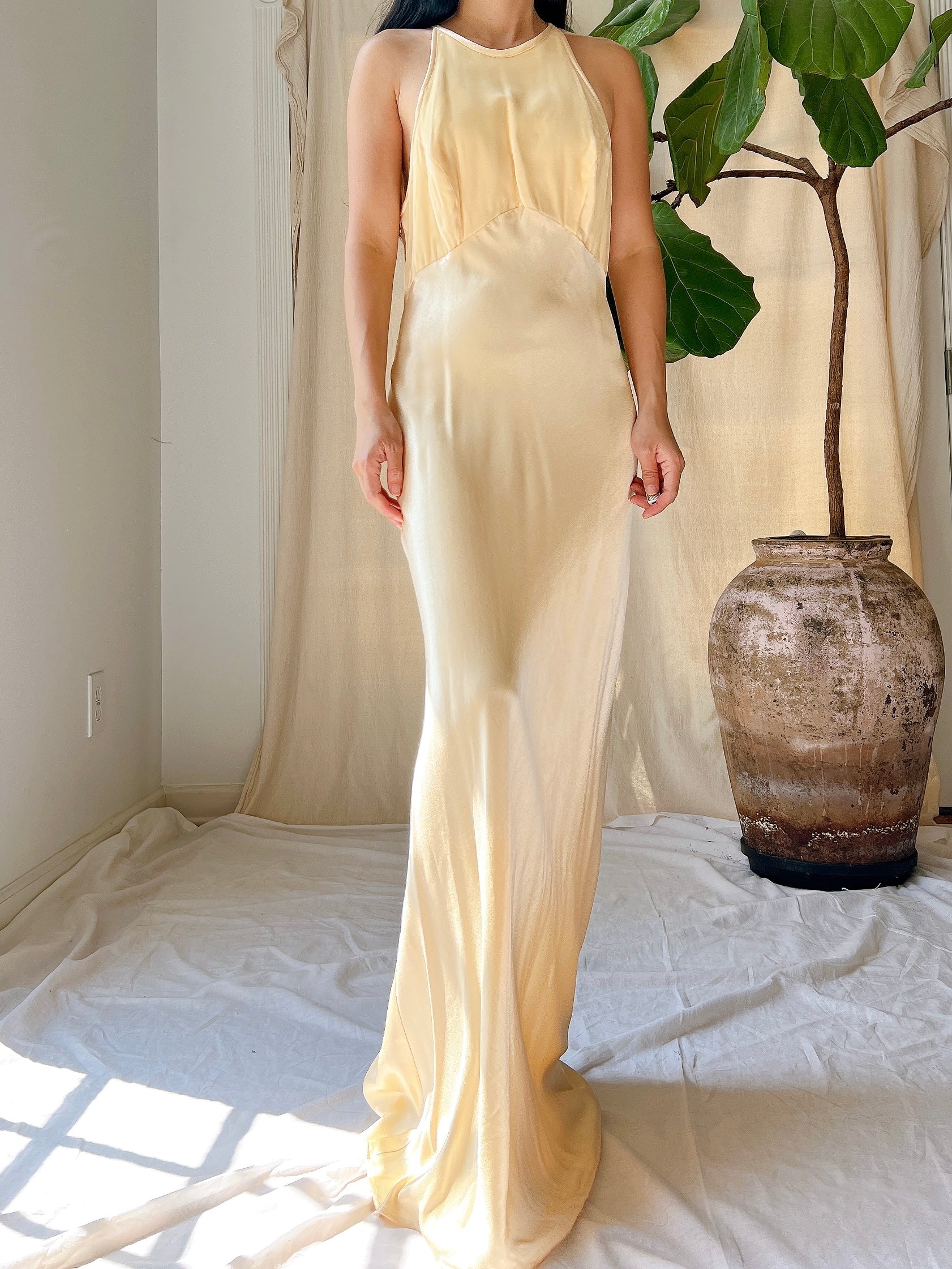 1990s Satin and Velvet Dress - S