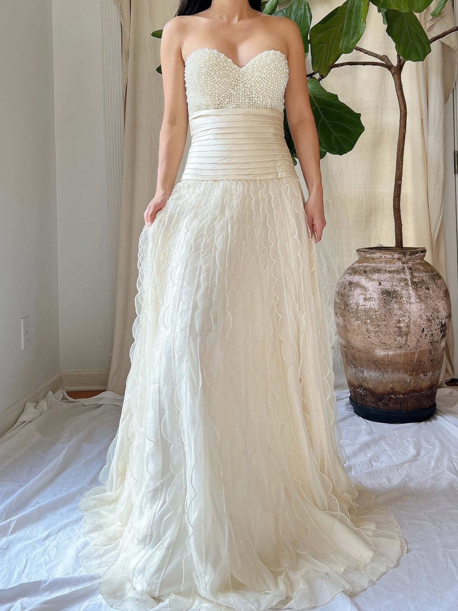 Vintage High-Waisted Tulle Beaded Skirt - XS