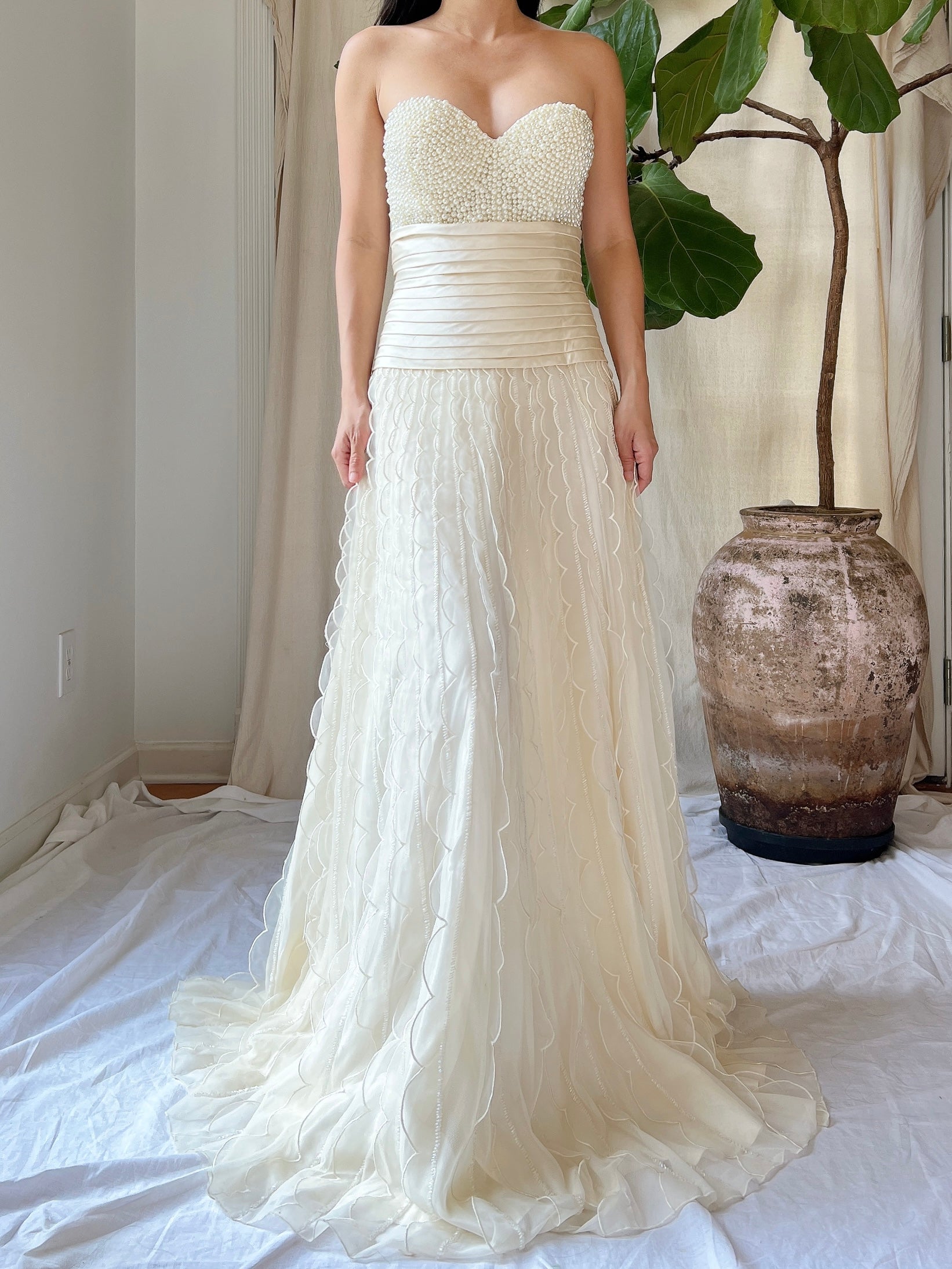 Vintage High-Waisted Tulle Beaded Skirt - XS