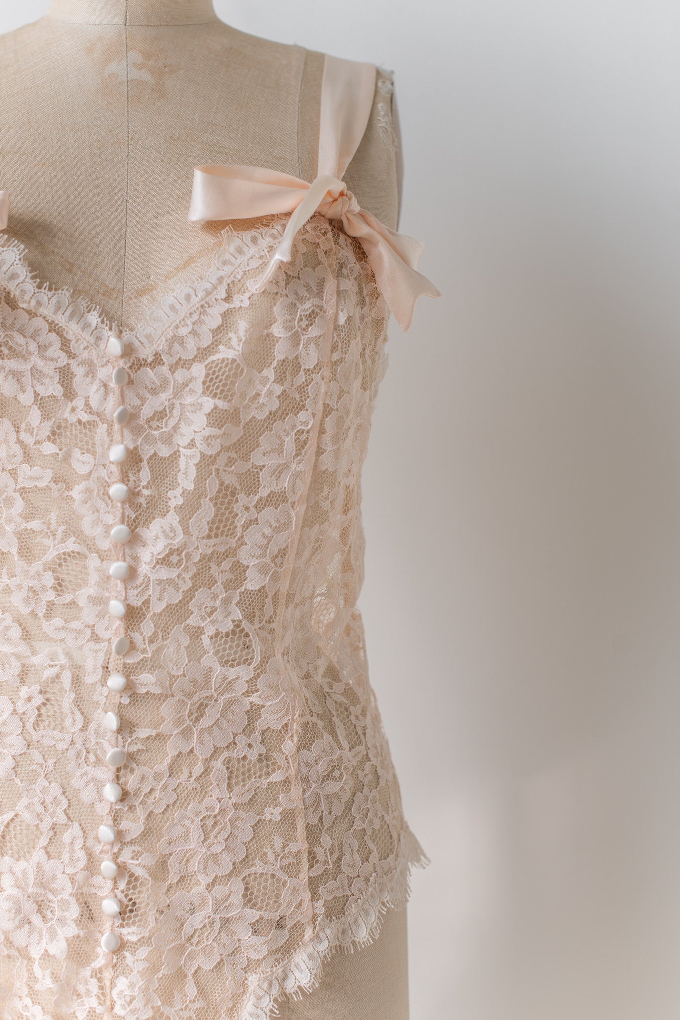 Vintage Light Peach Lace Romper - M