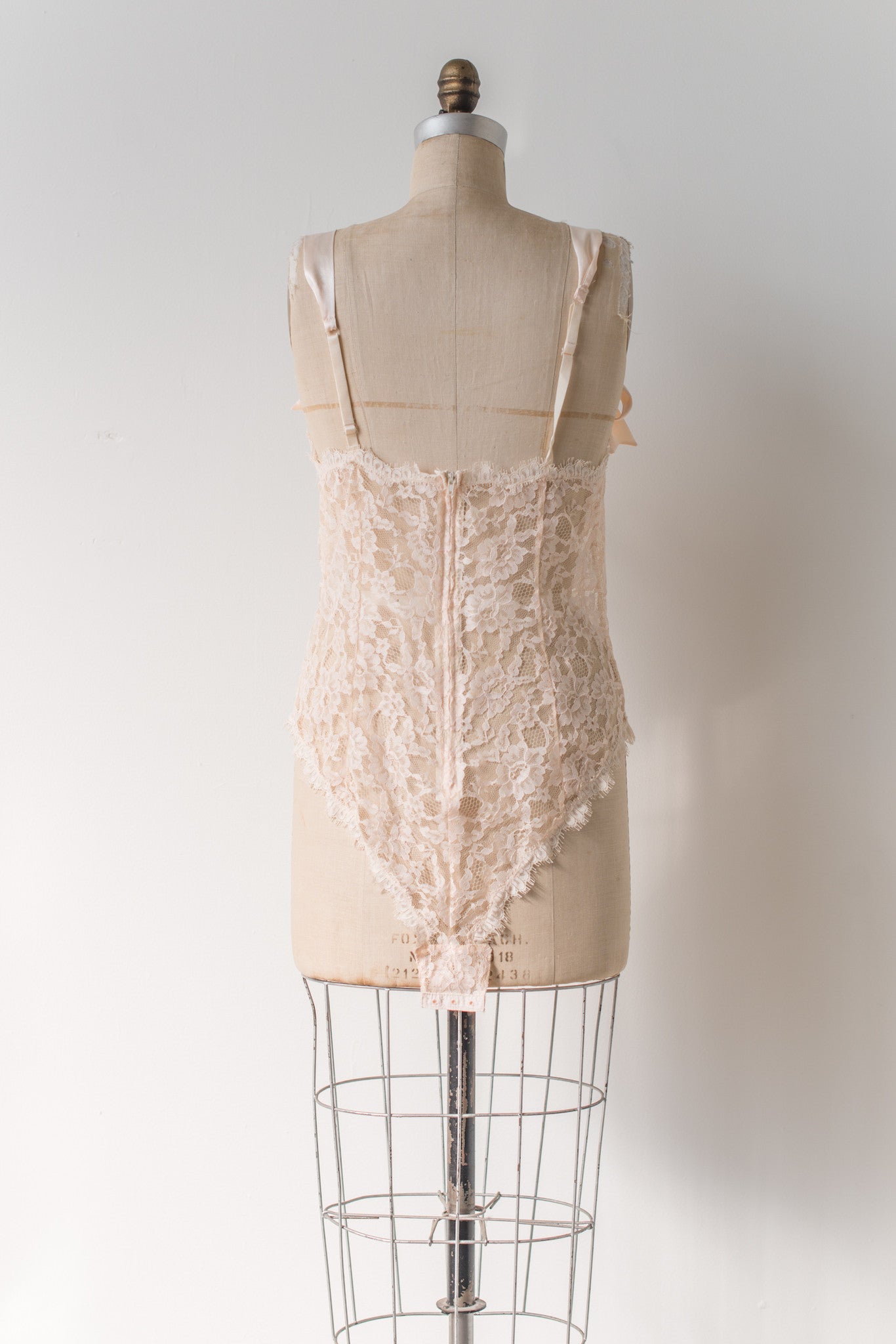 Vintage Light Peach Lace Romper - M