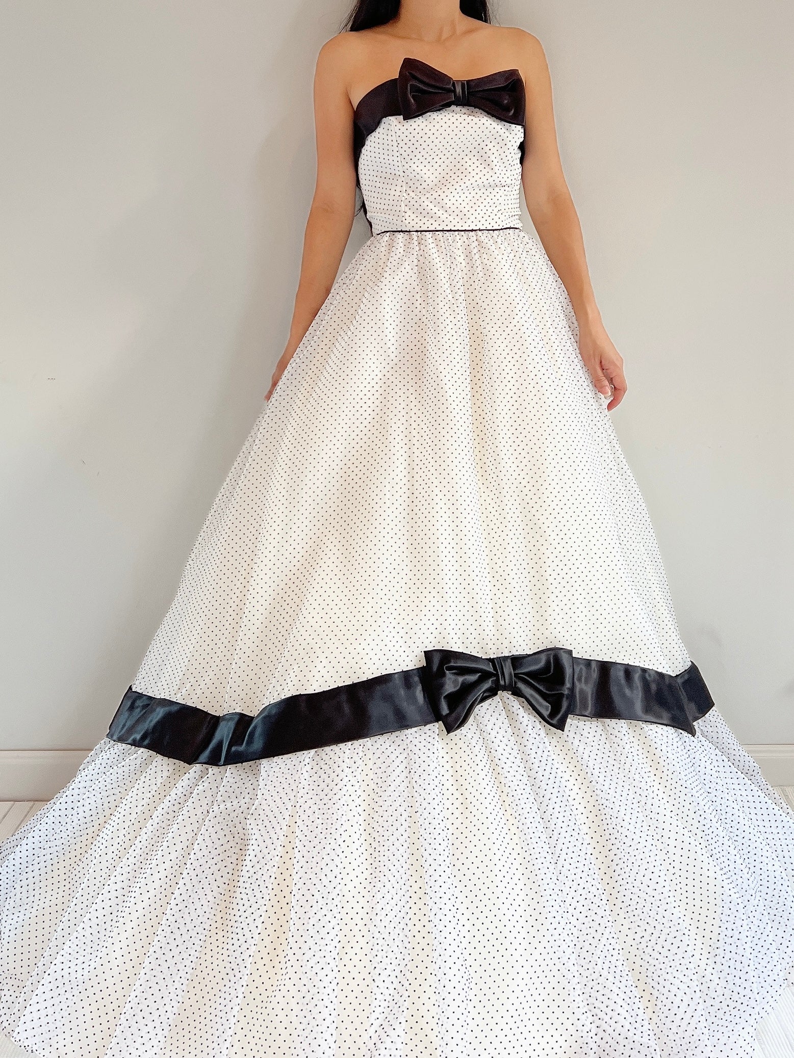 Vintage Strapless Dotted Dress - S/M