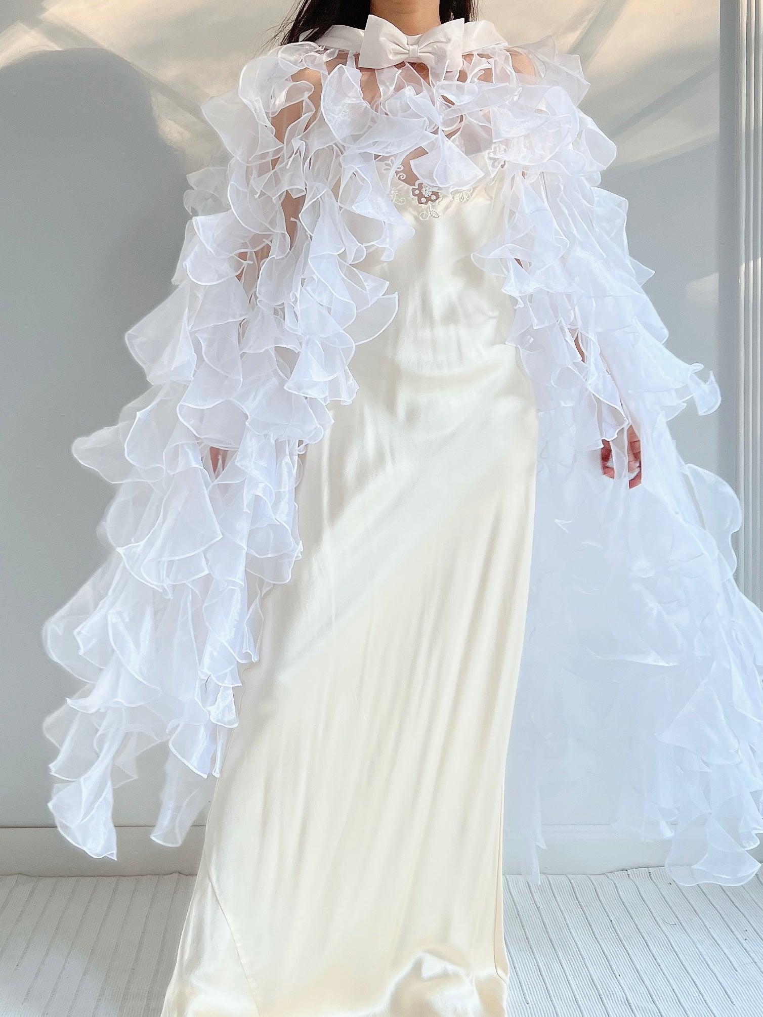 Y2K White Sheer Cape - OSFM