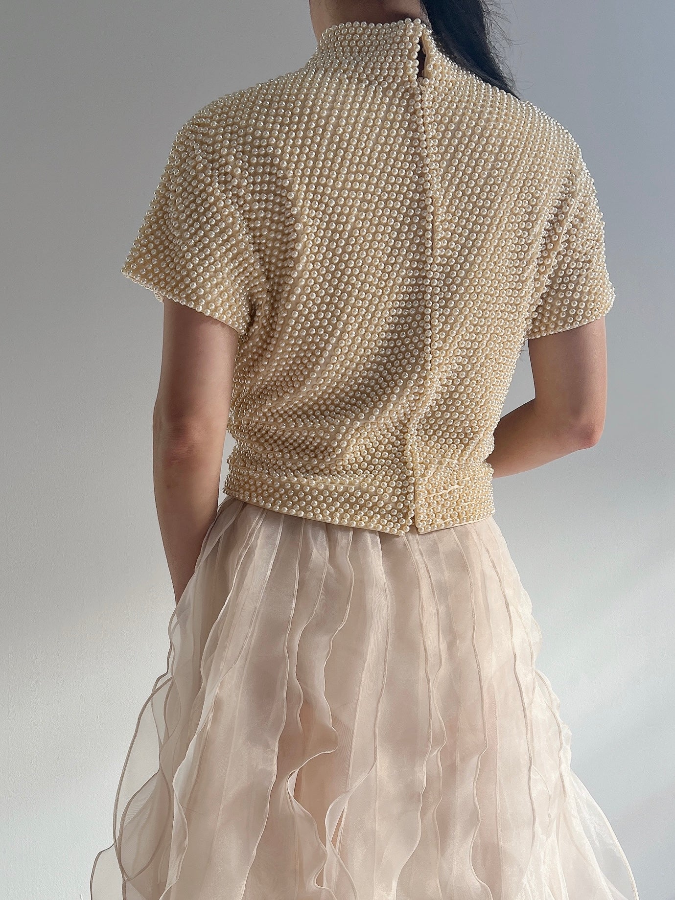 Vintage Pearl Beaded Top - M