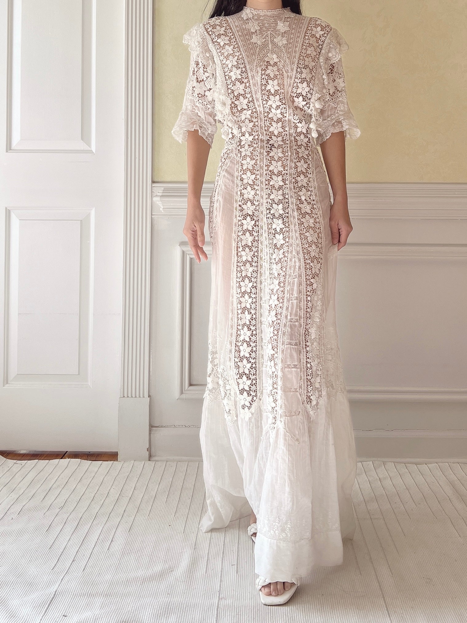 Antique Silk/Cotton Batiste Dress - S