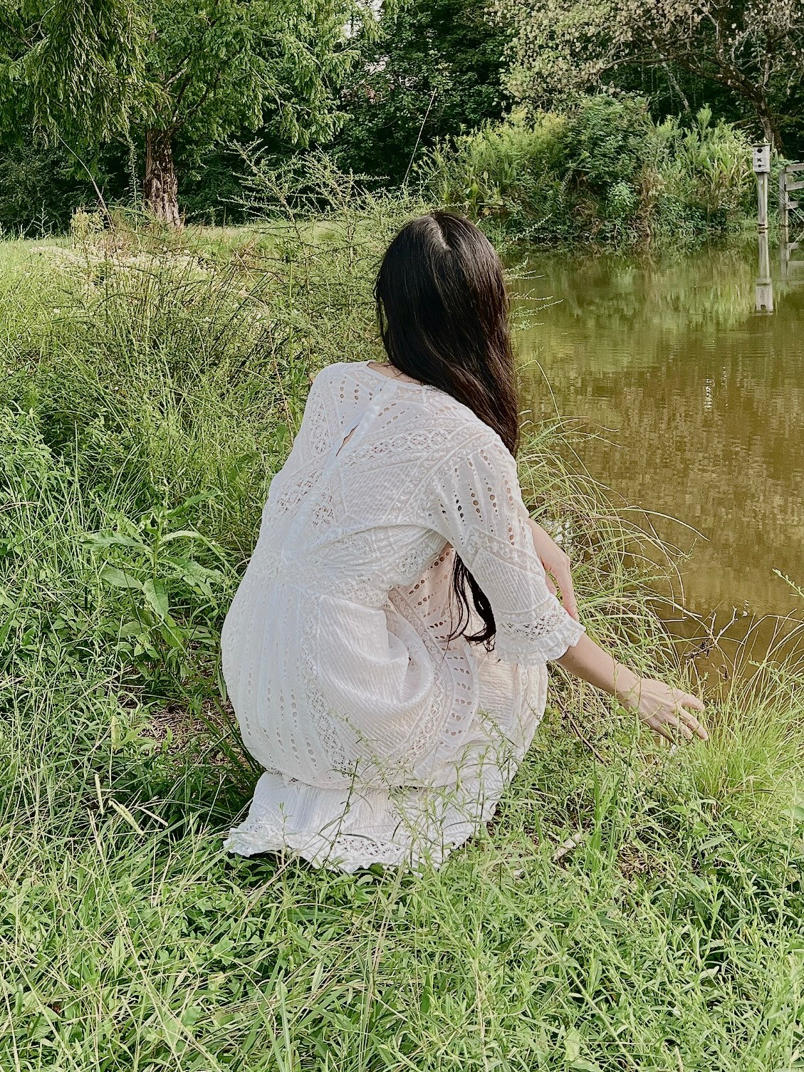 Antique Embroidered Cotton Lawn Dress - XS