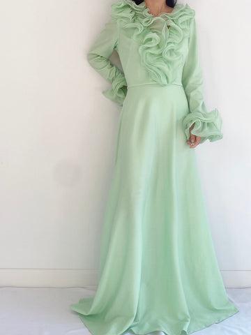 Vintage Mint Ruffle Dress - S