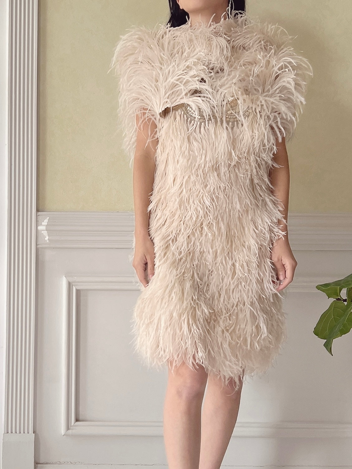 Naeem Khan 2–Piece Feather Ensemble - S