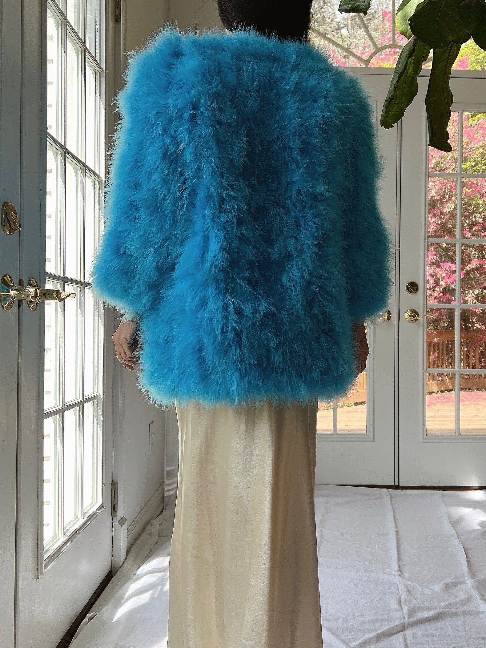 Vintage Aqua Feather Jacket - S