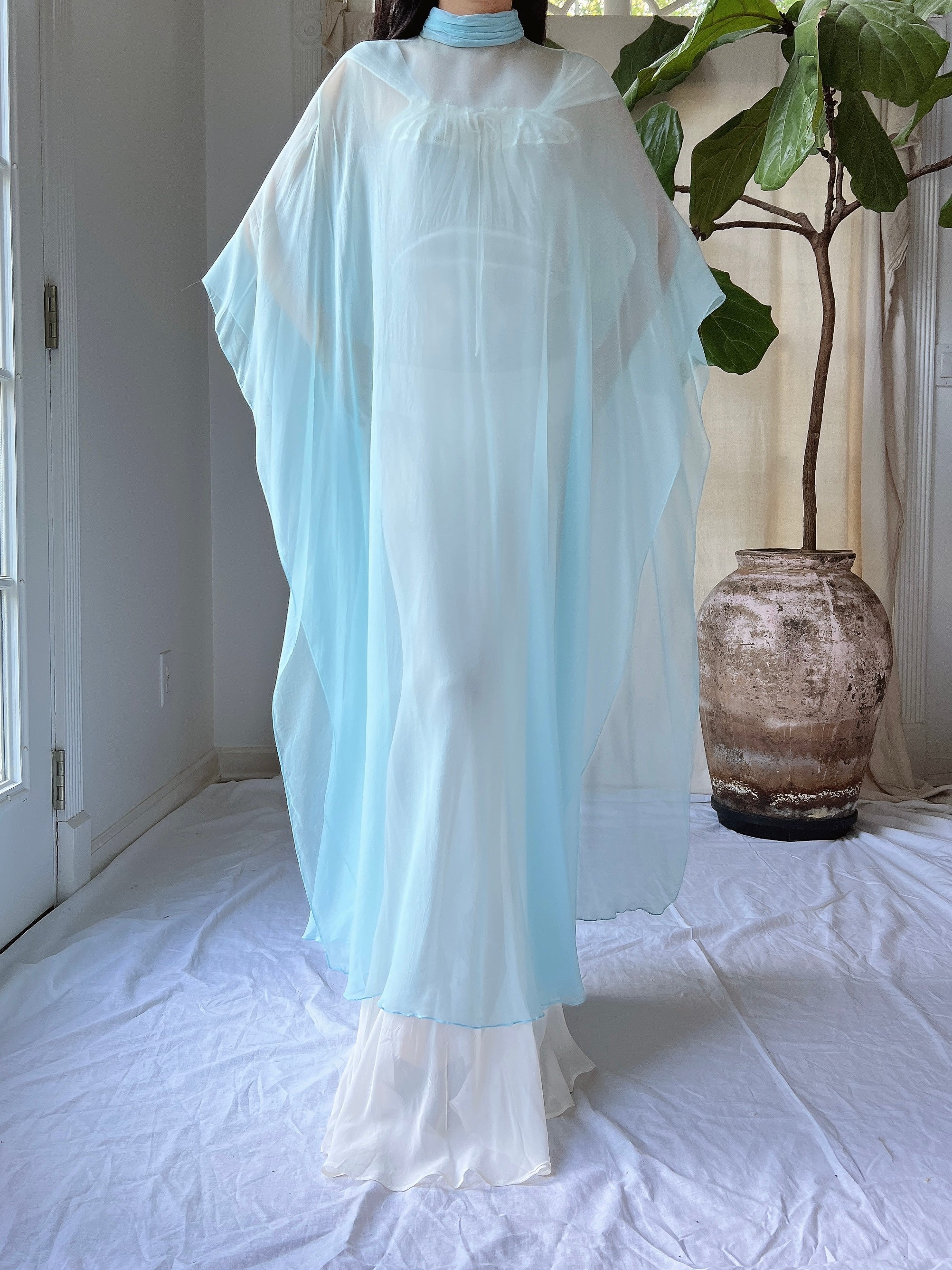 Vintage Silk Chiffon Kaftan - OSFM