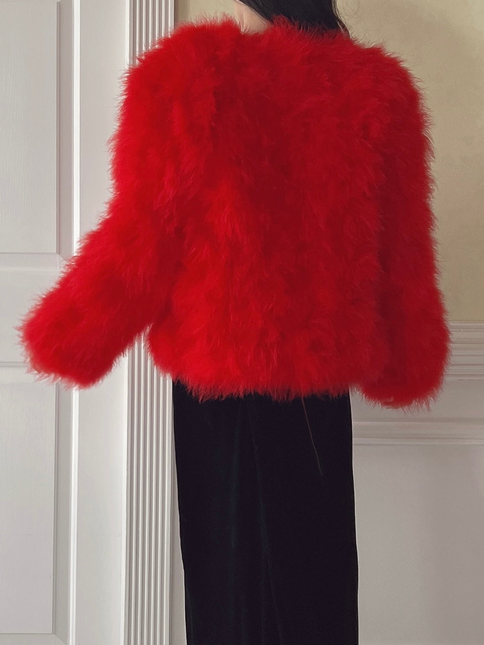 Vintage Red Feather Jacket - XS