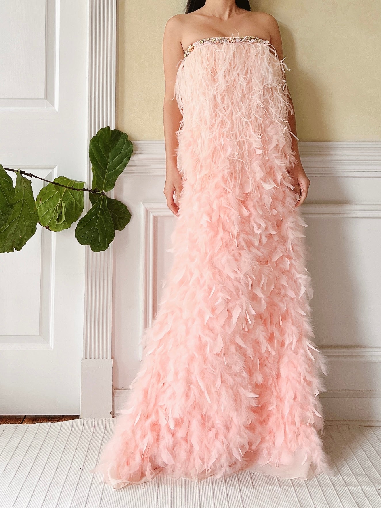 Y2K Soft Peach Feather Skirt - XS