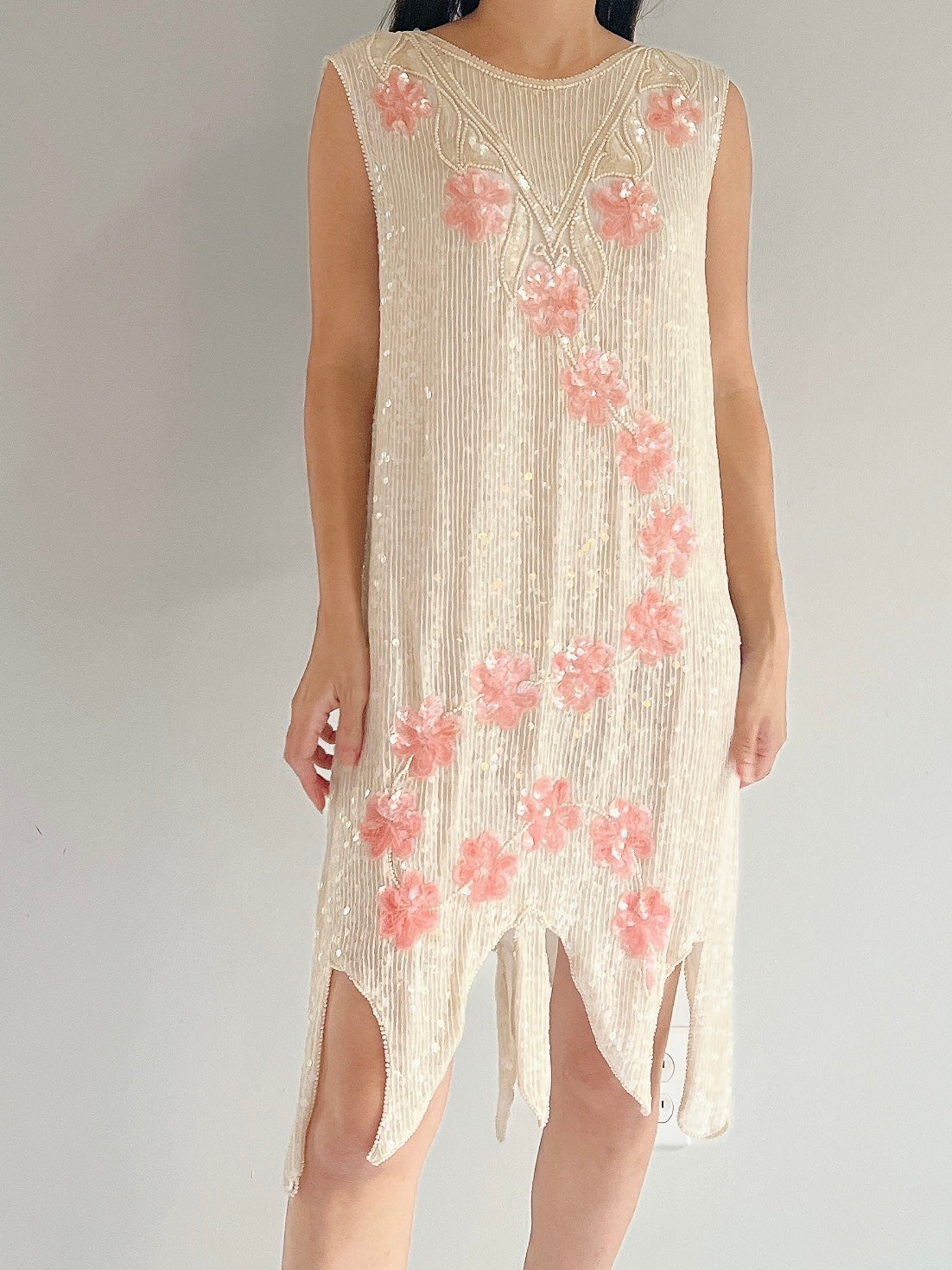 1980s Silk Sequins Dress - M