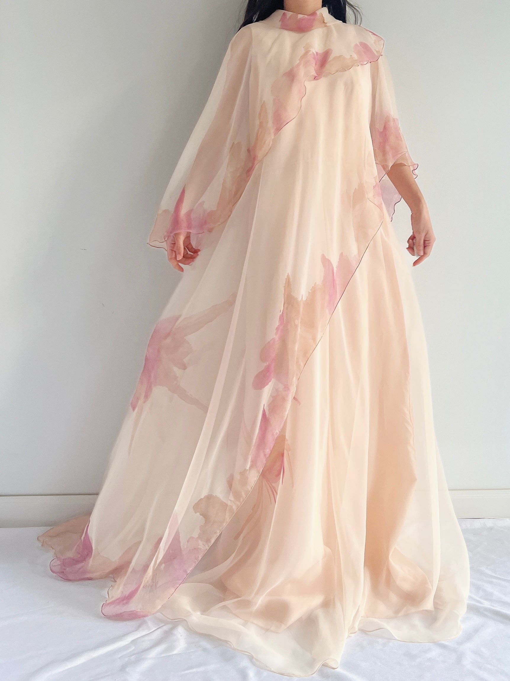 Vintage Chiffon Watercolor Gown - M