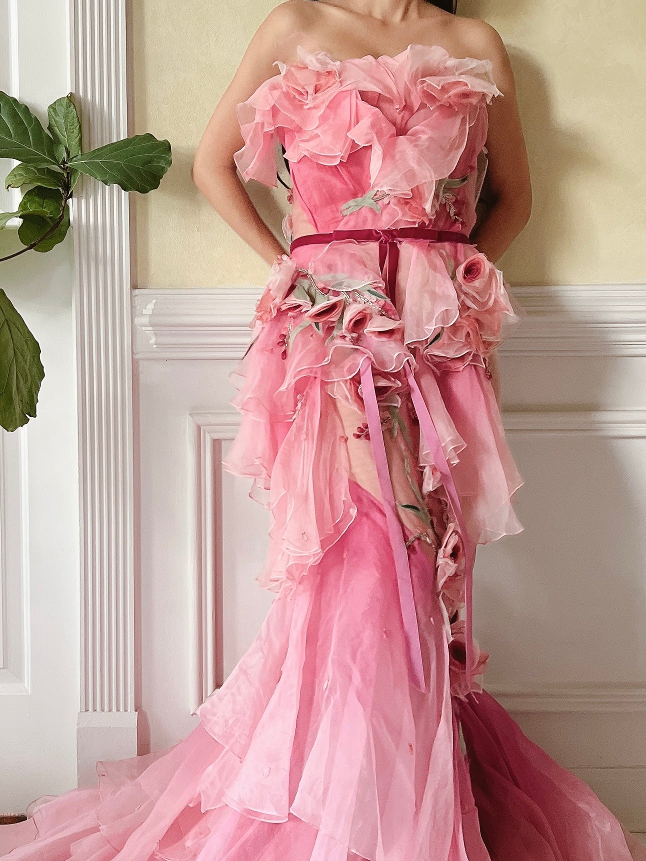 Marchesa Silk Organza Ombre Gown - S/4