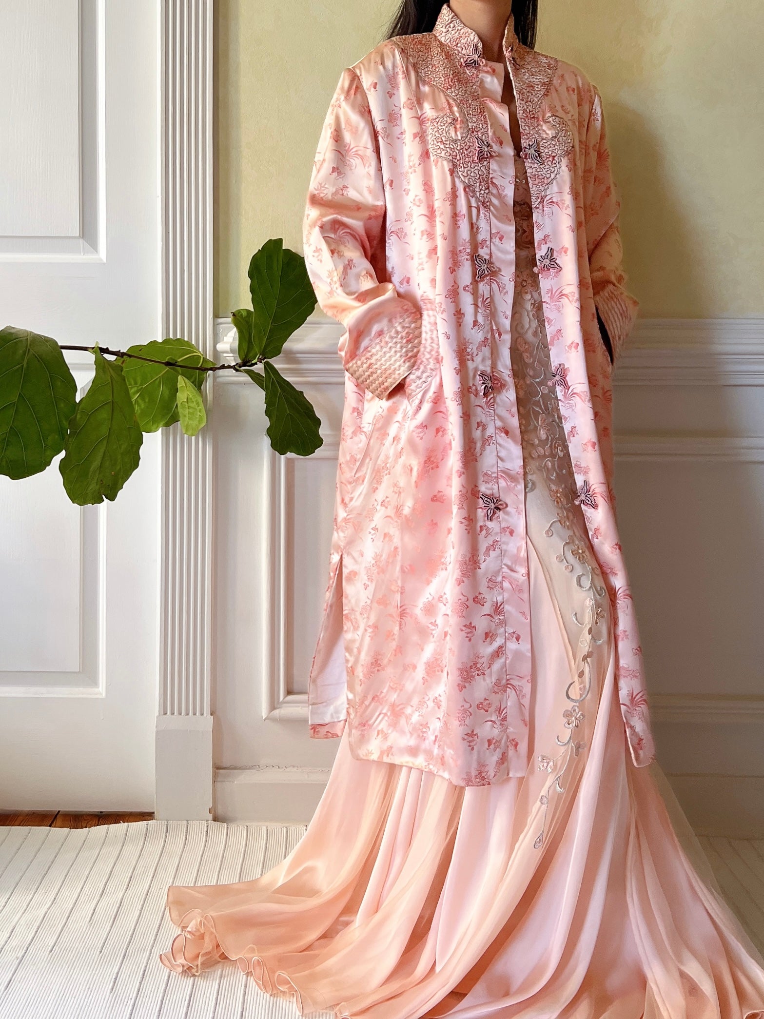 Vintage Satin Brocade Duster - M