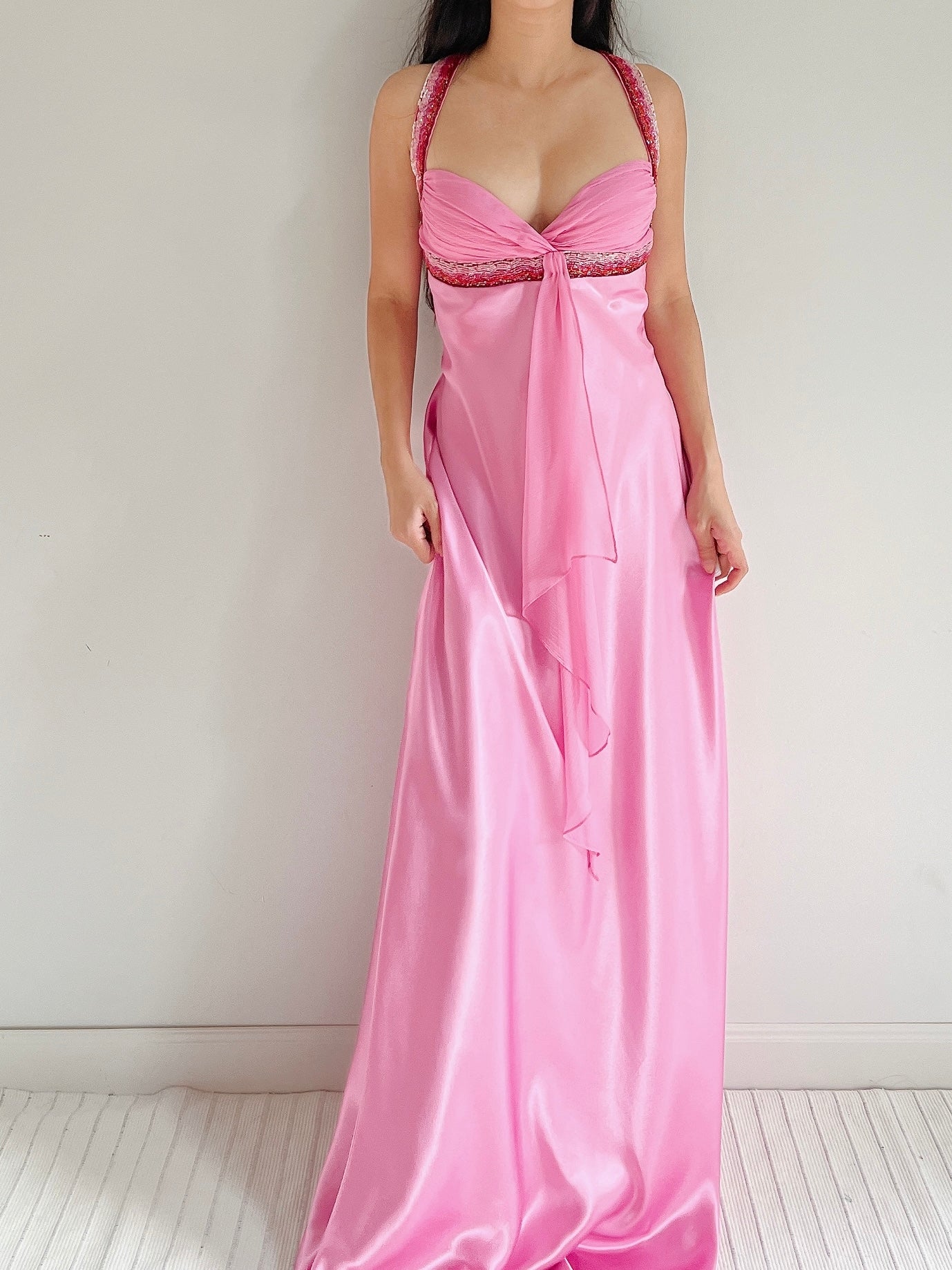 Y2K Hot Pink Satin Gown - M
