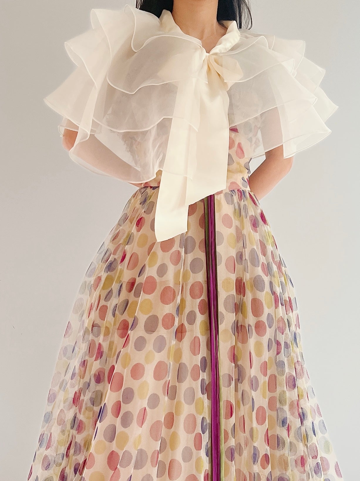 Vintage Satin Ribbon Organza Cape