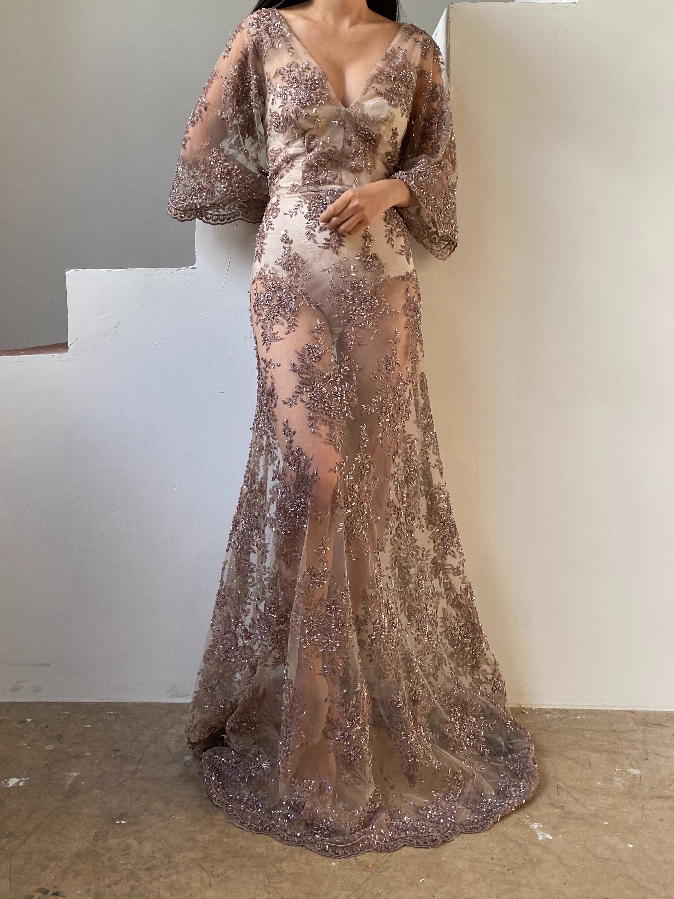 GOSSAMER Lavender Beaded Gown - 4/6