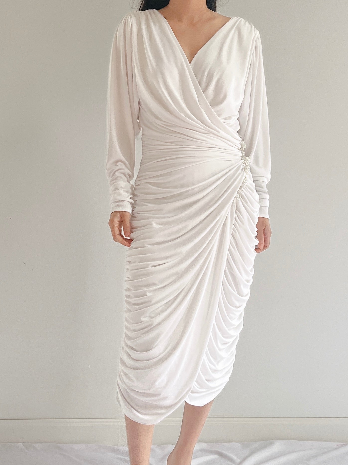 Vintage Ruche Jersey Dress - S