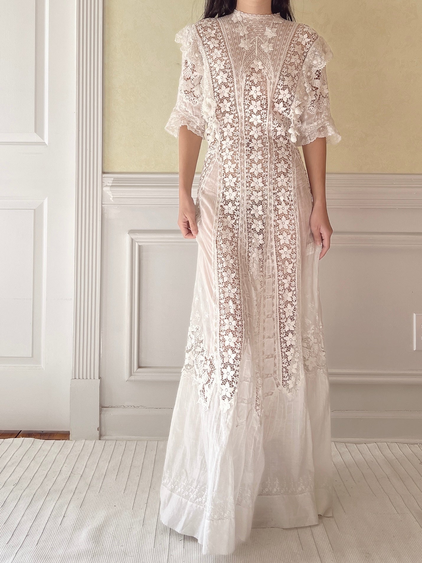 Antique Silk/Cotton Batiste Dress - S