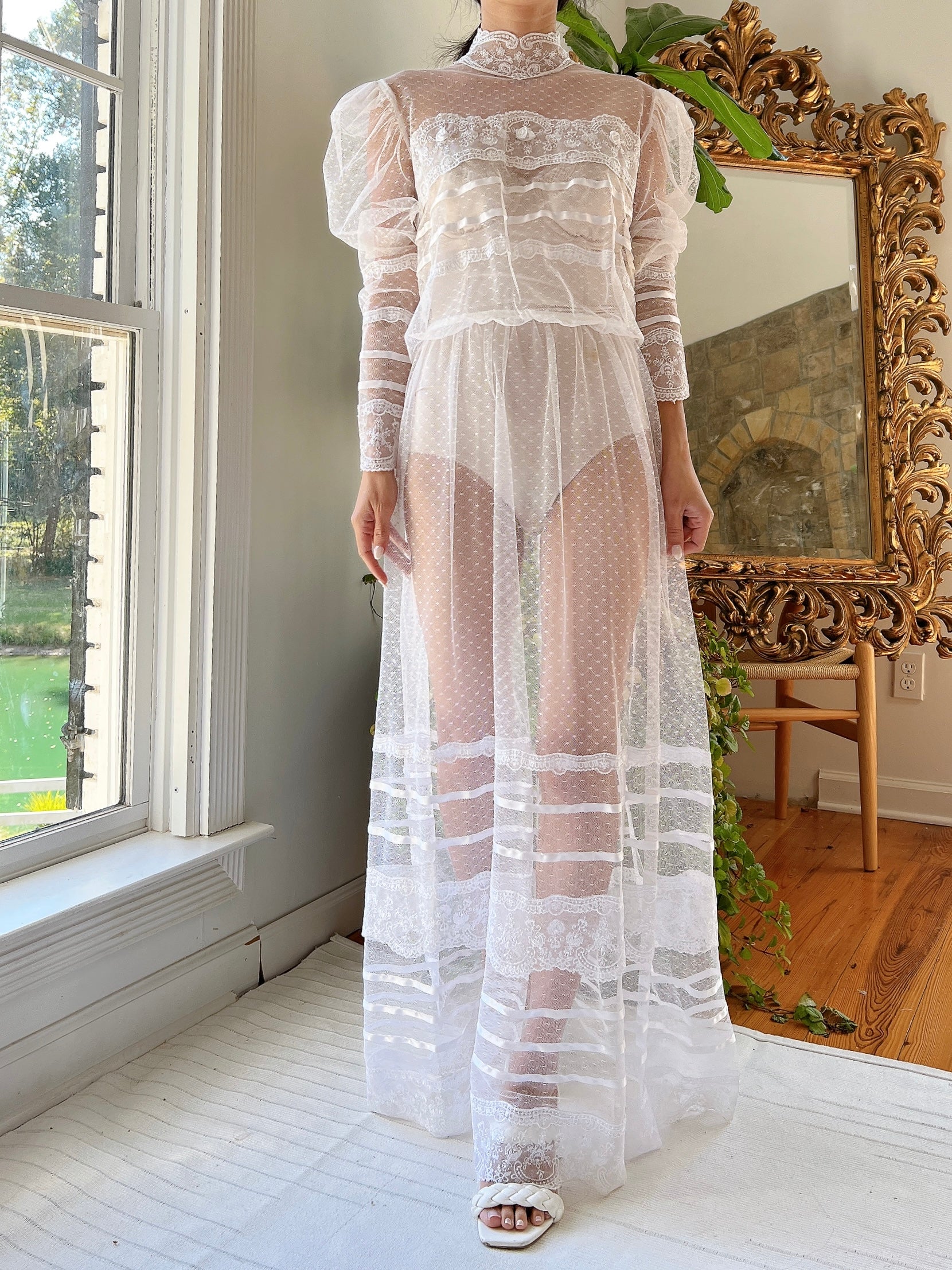 Vintage Sheer Net Dress - S/M