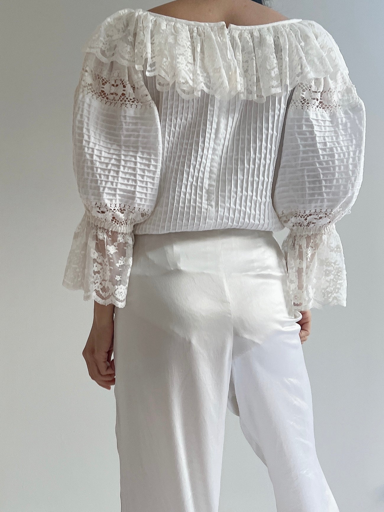 1970s Cotton Puffed Sleeves Top - M/L