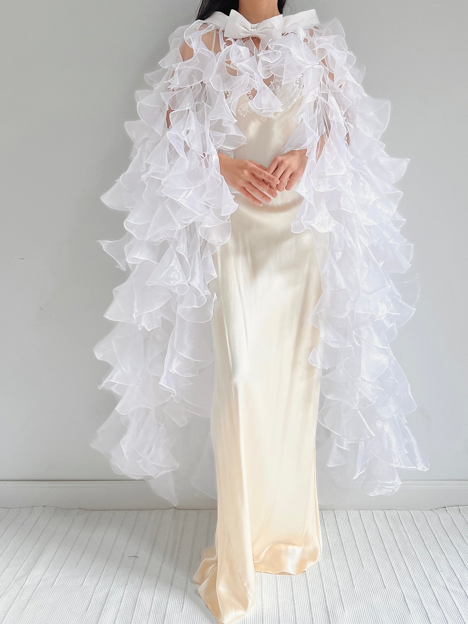 Y2K White Sheer Cape - OSFM