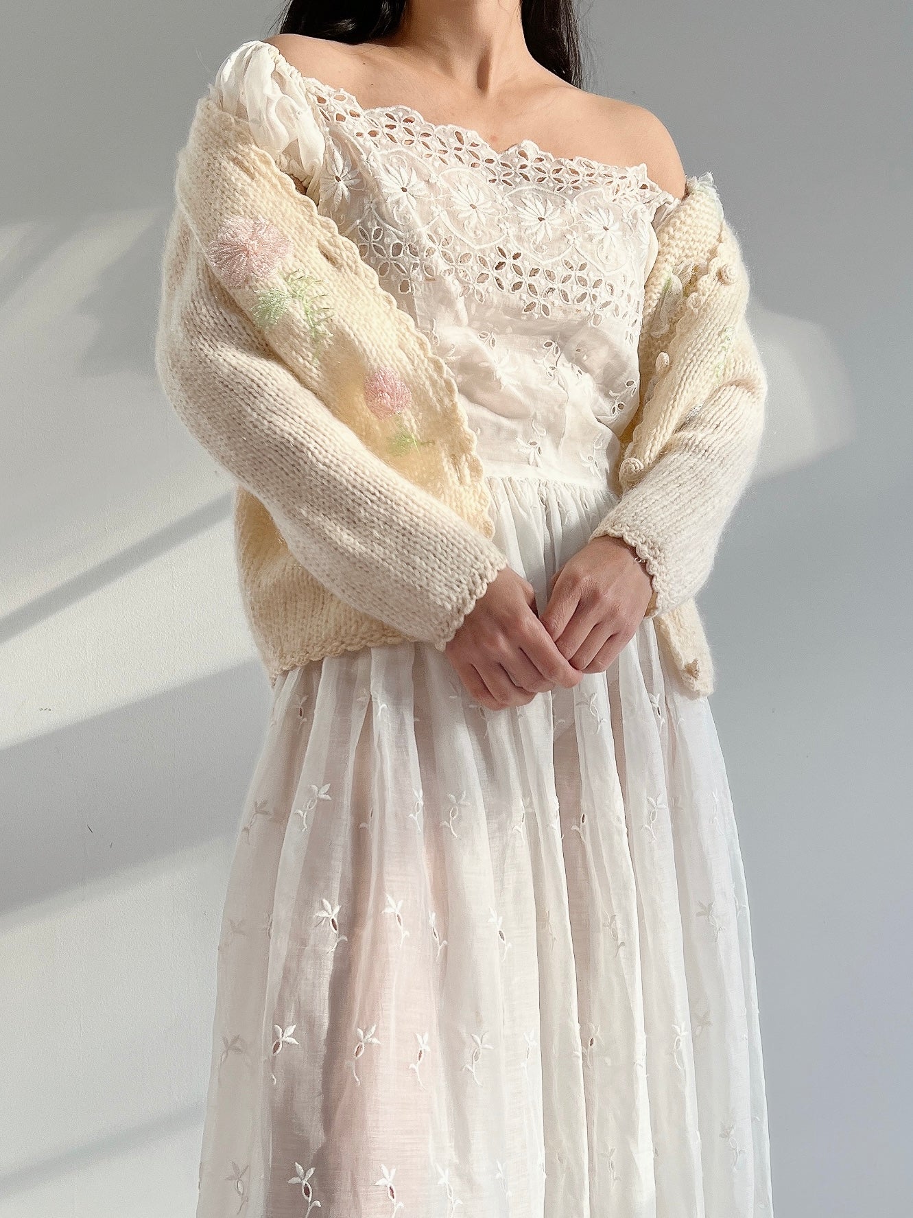 Vintage Beaded Wool Cardigan - S