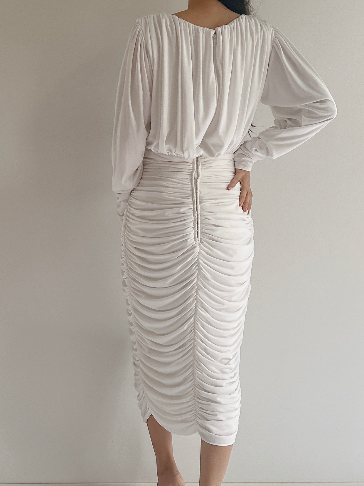 Vintage Ruche Jersey Dress - S
