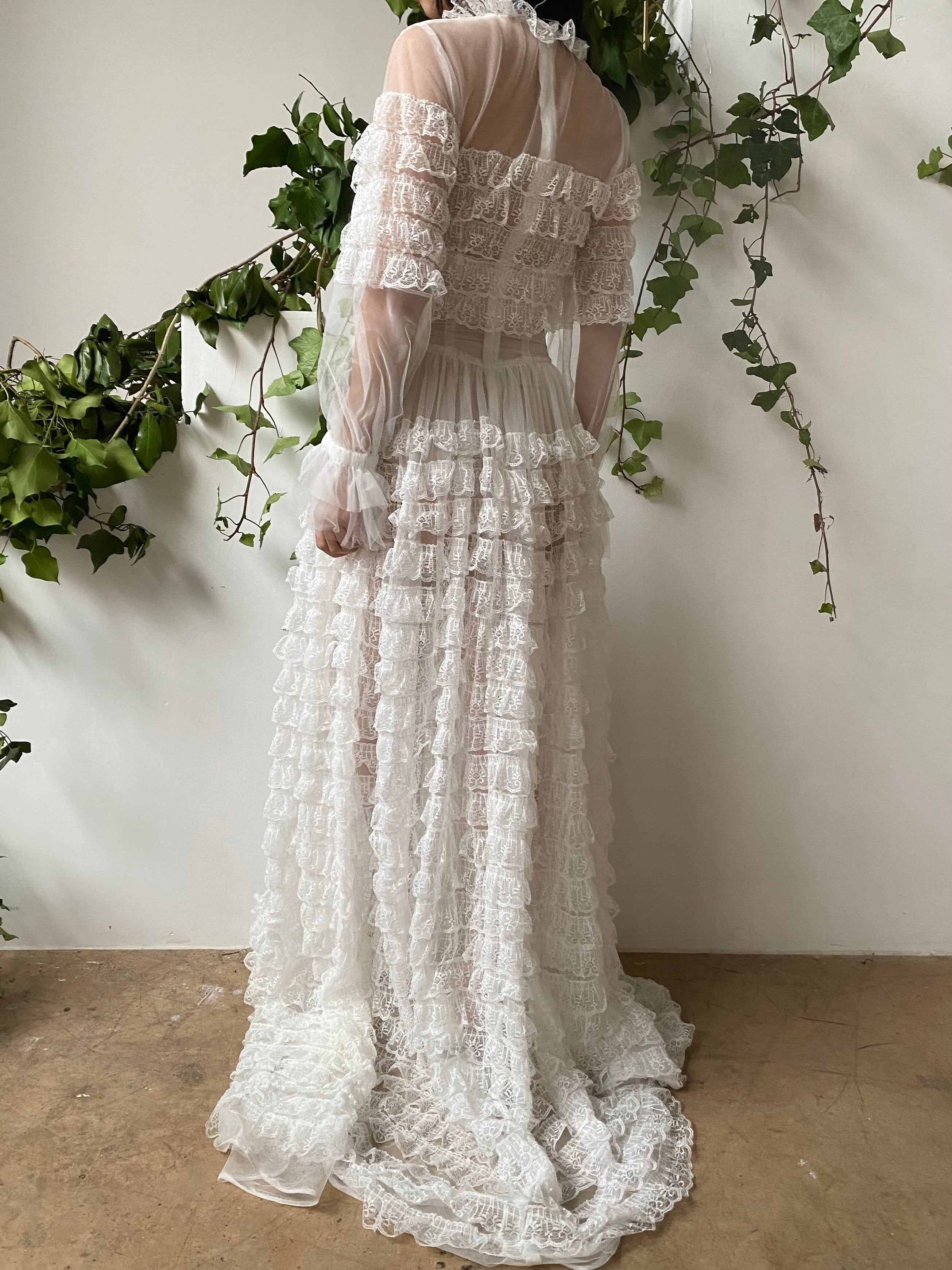 Ruffle Sheer Sheer Dress -  S/M