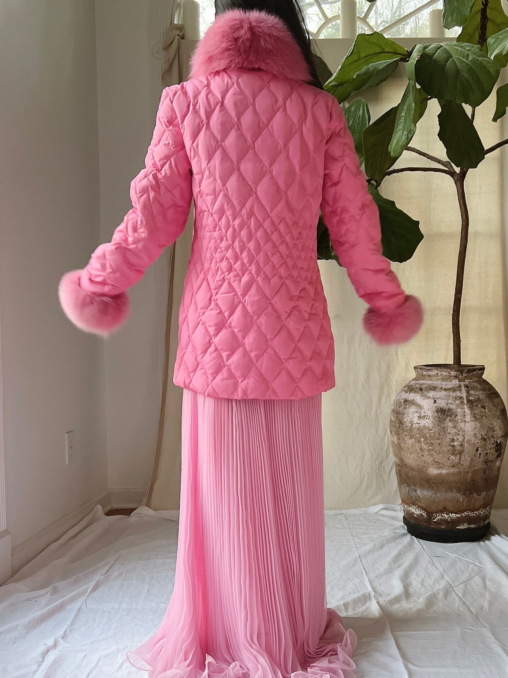 Vintage Hot Pink Quilted Jacket - S/M