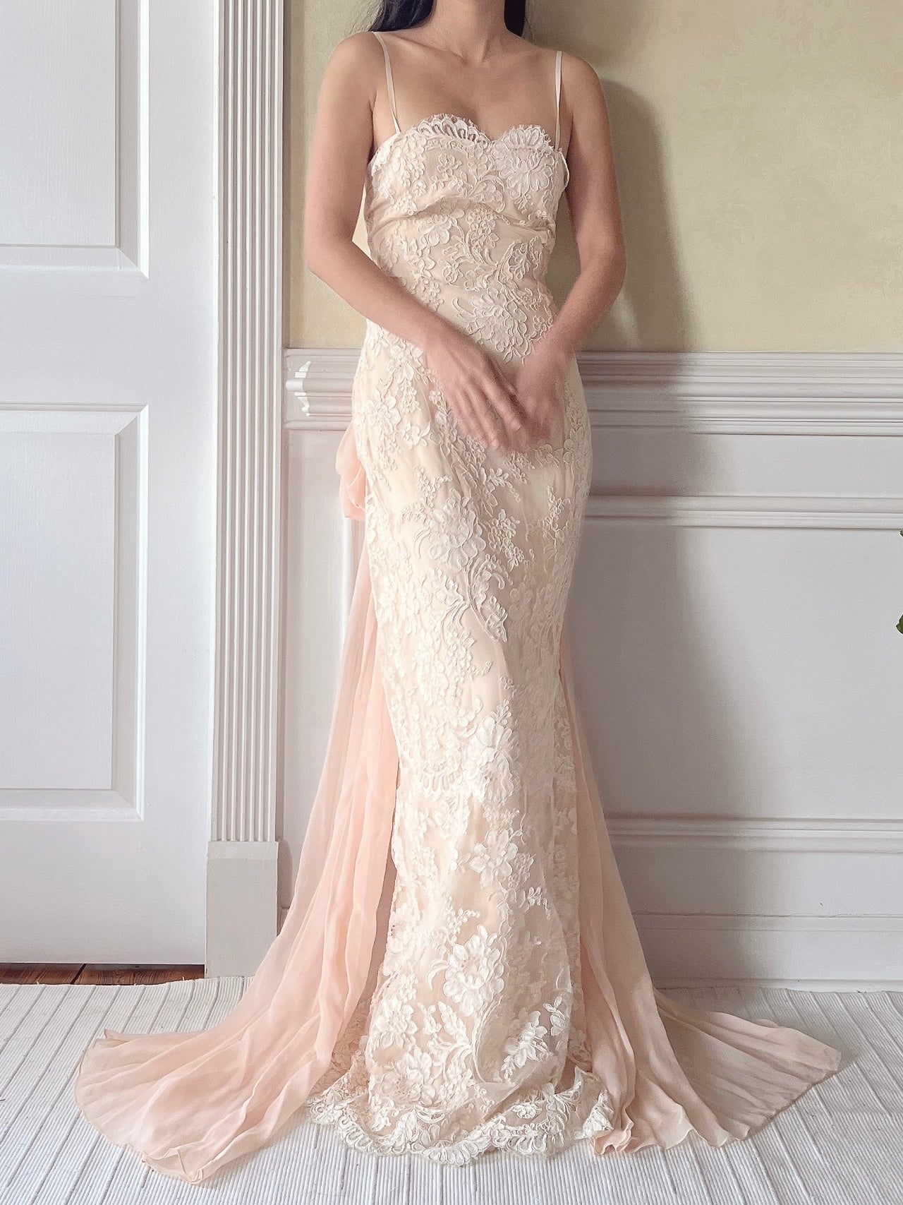Vintage Peggy Jennings Silk and Lace Gown - S