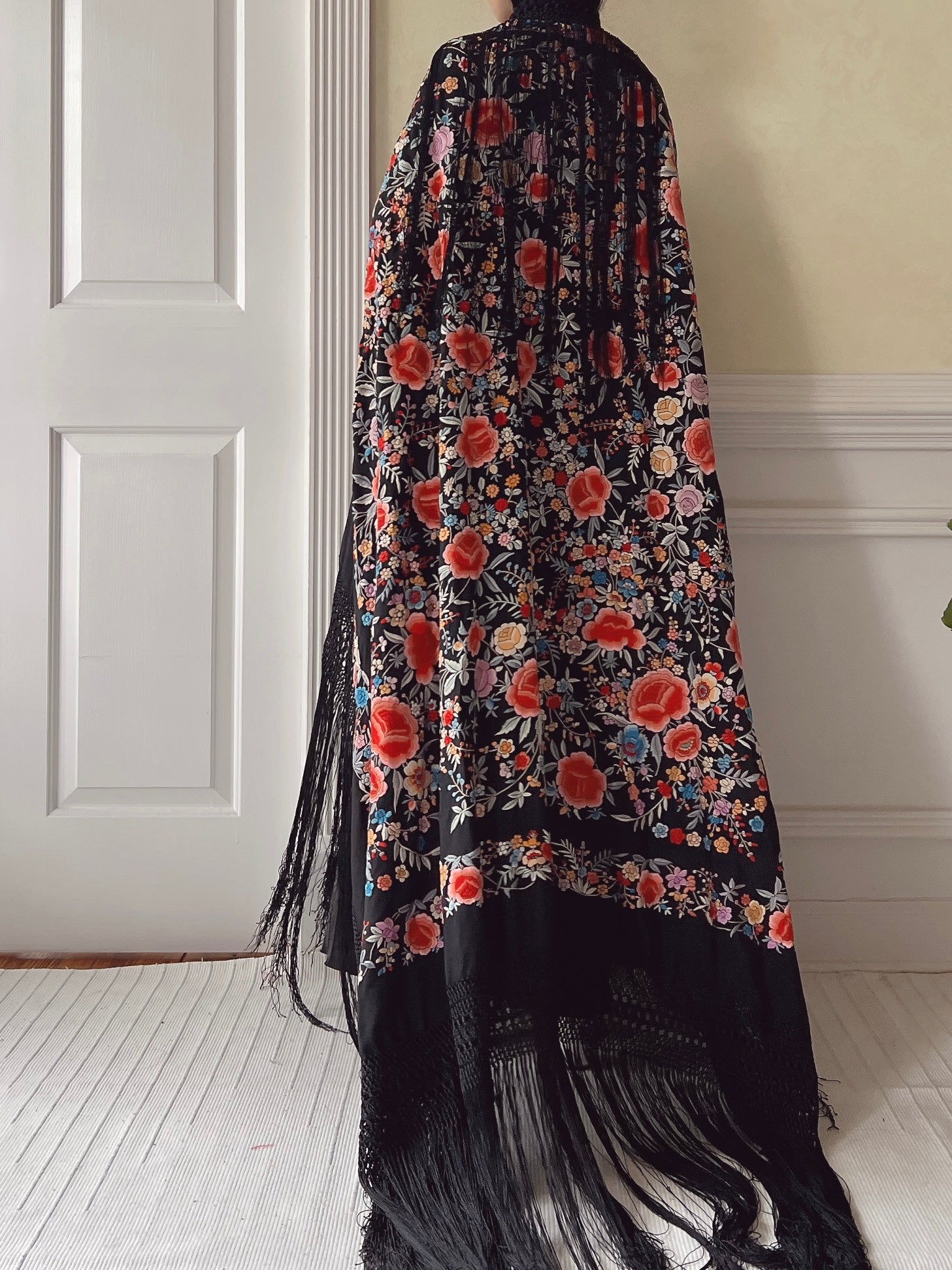 Antique Silk Embroidered Shawl - OSFA