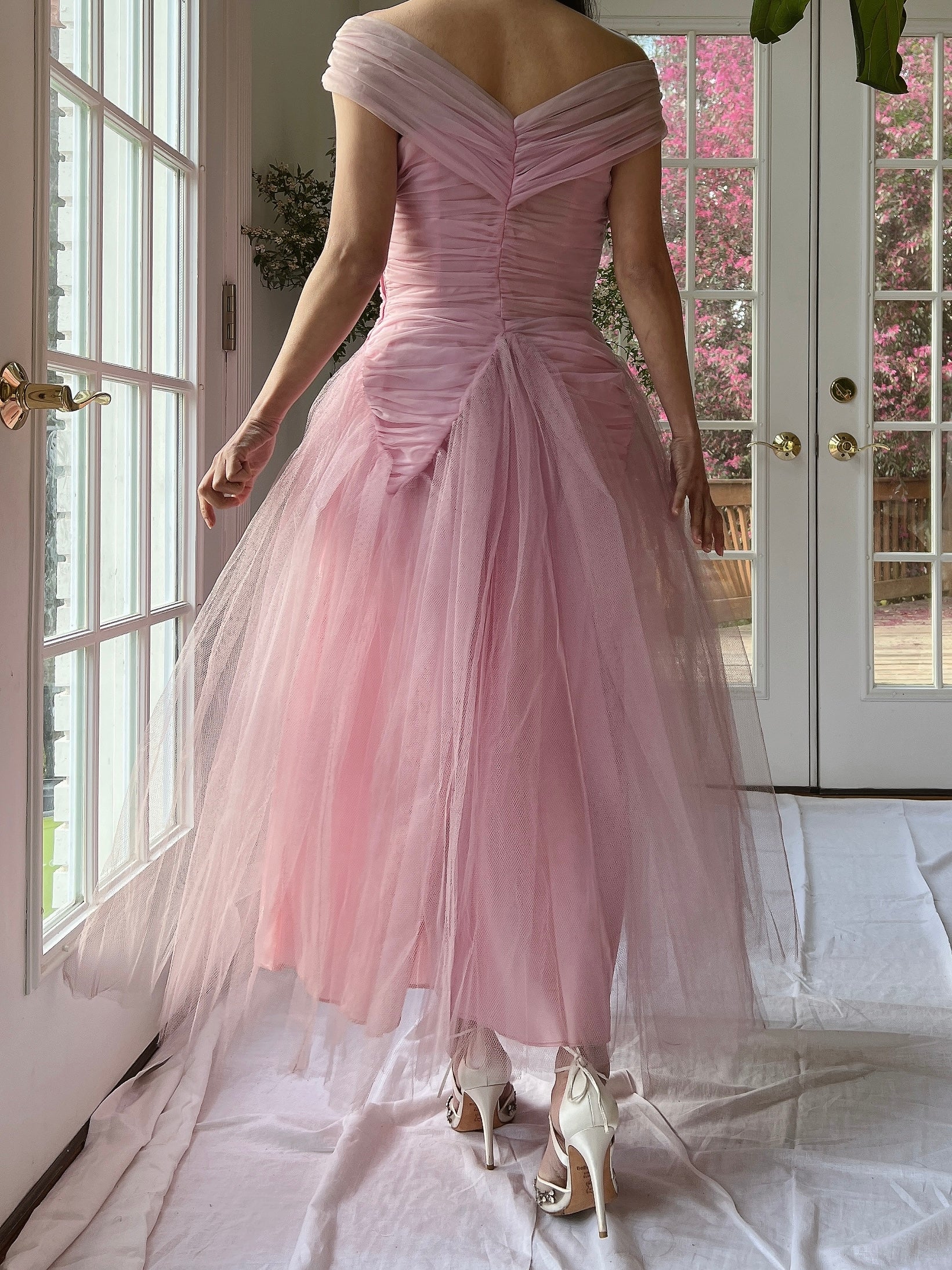 1950s Lilac Ruche Dress - XS