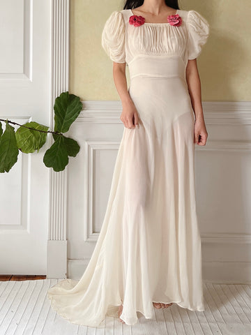 1940s Silk Chiffon Gown - XS