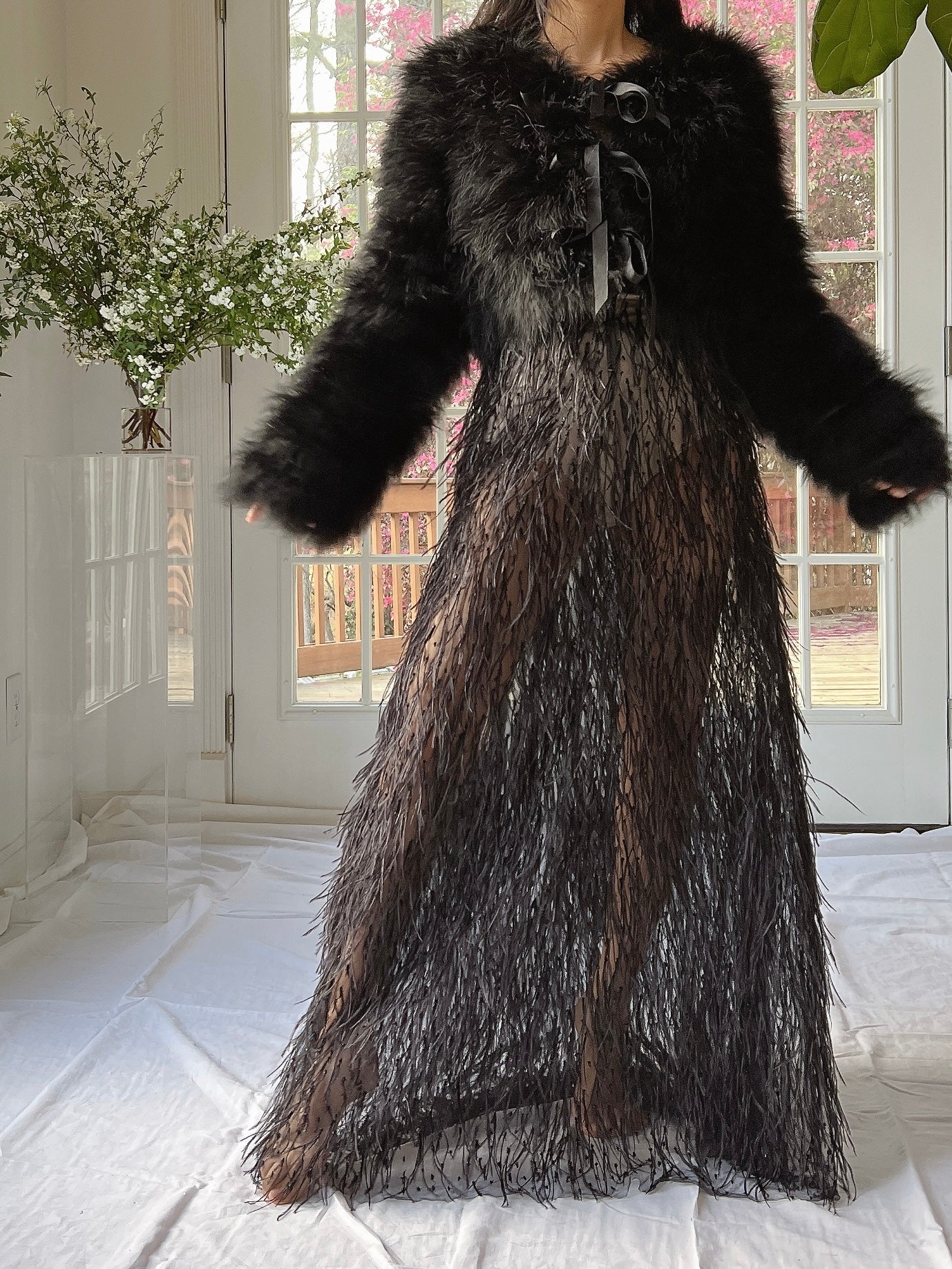 Vintage Sheer Ostrich Feather Skirt - S-M
