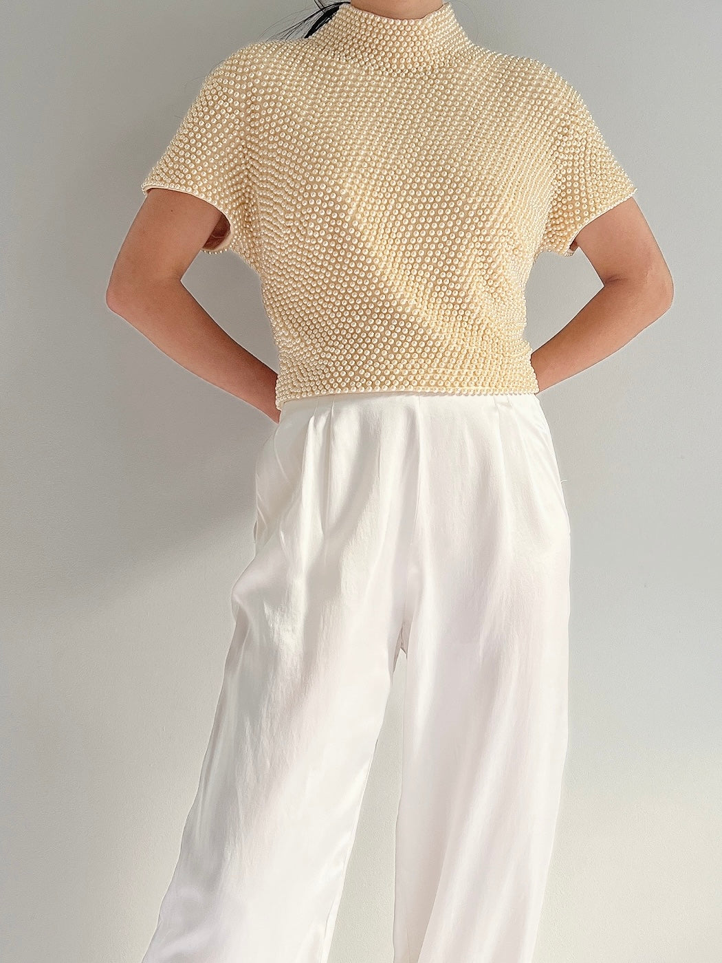Vintage Pearl Beaded Top - M
