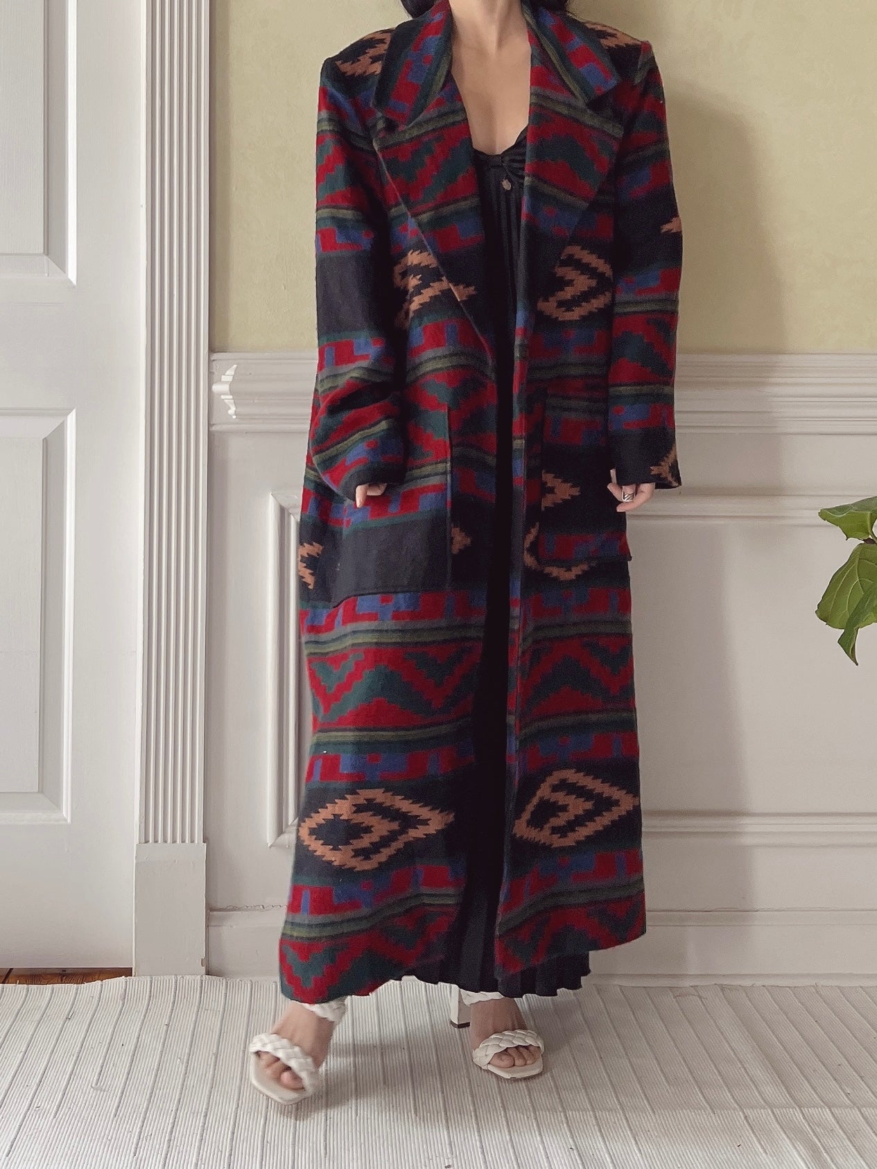 Vintage Geometric Coat - M