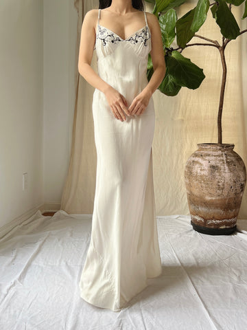 Y2K Silk Embroidered Slip - M