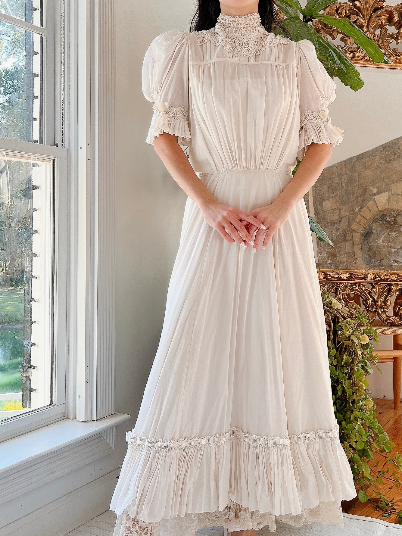 Vintage Silk/Cotton High Neck Dress - XS