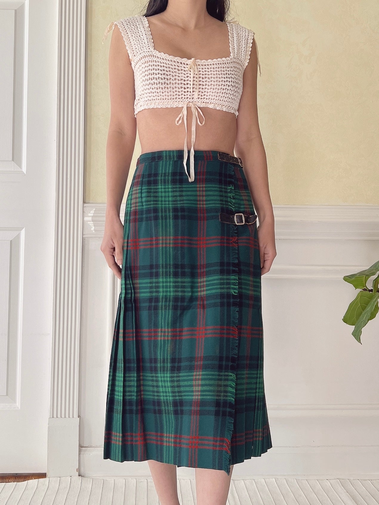 Vintage Wool Plaid Skirt - XS