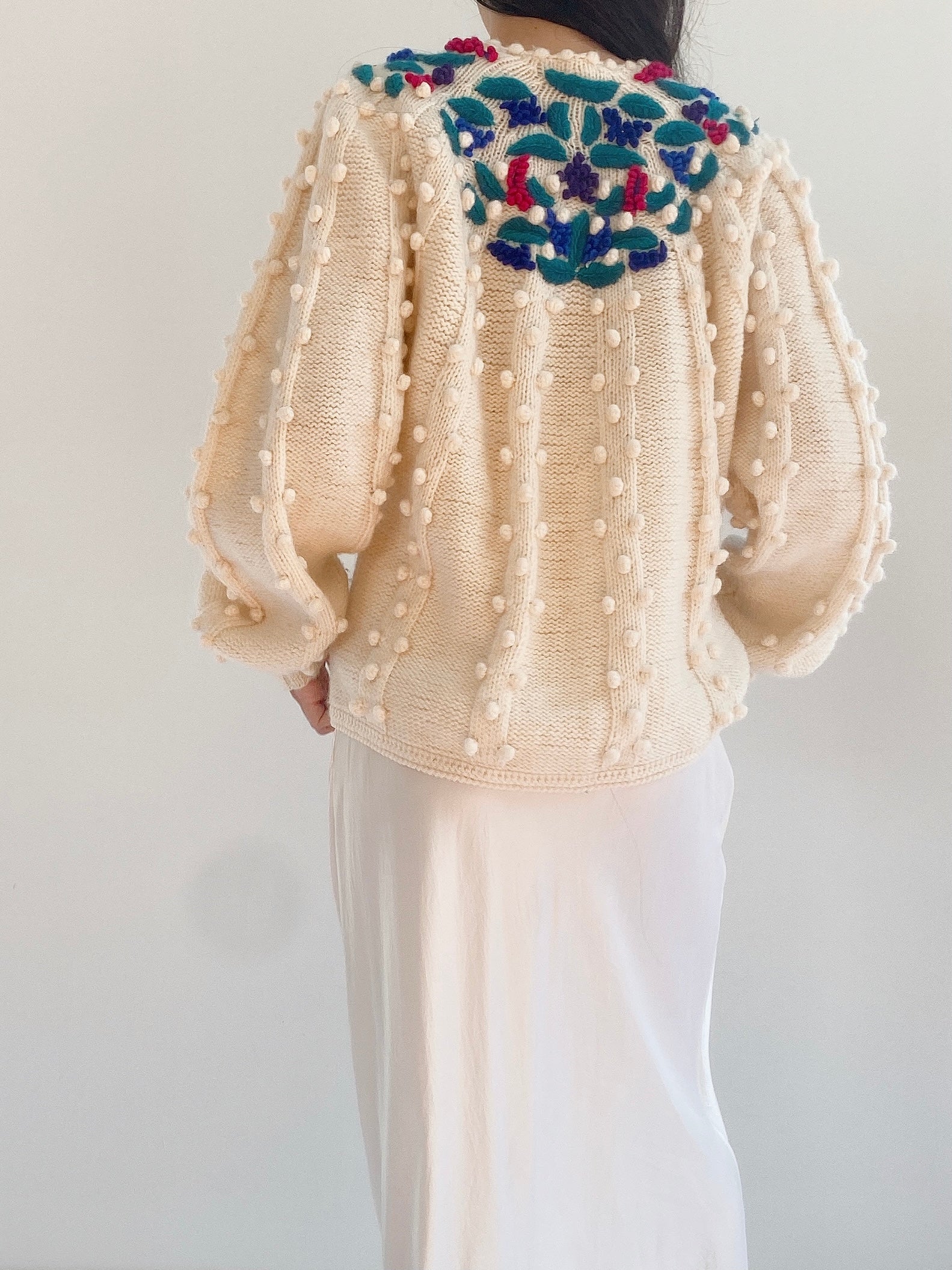 Vintage Popcorn Knit Cardigan - S/M