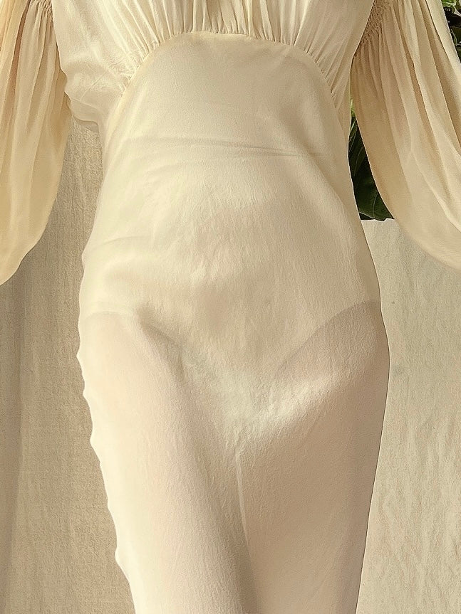 1930s Silk Chiffon Gown - S